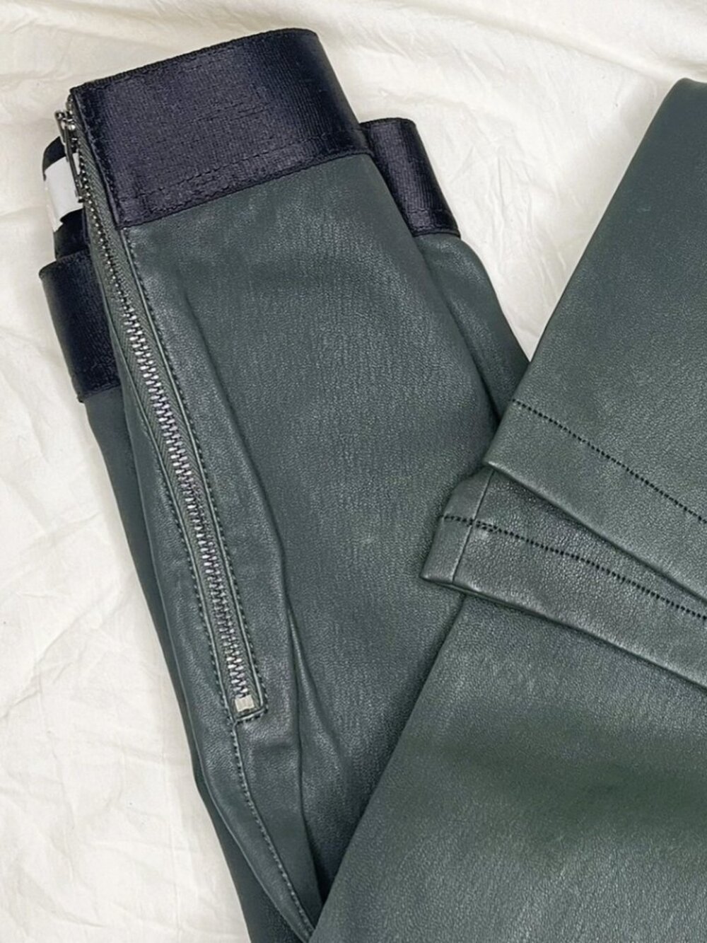 Reiss Green Coated Skinny Leggings - Size 6